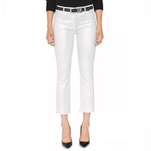 [frame] le high straight leg jeans metallic chrome blanc 24